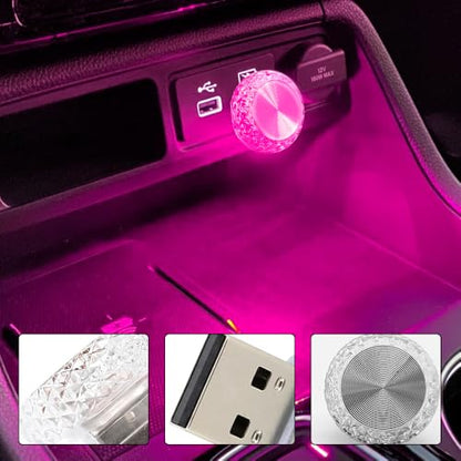 4PCS USB LED Car Interior Atmosphere Lamp (Pink Purple)