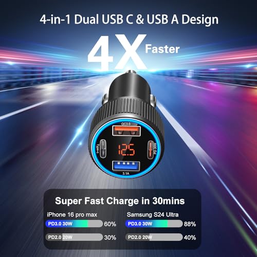 5 Pack USB C Car Charger (Black / 5-Pack)