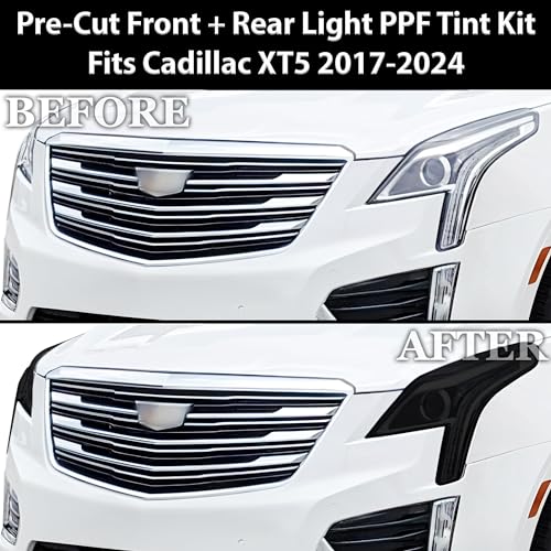 Full Headlight Taillight Tint Kit Compatible with Cadillac XT5 2017 (Full Tint Kit / Dark Smoke)