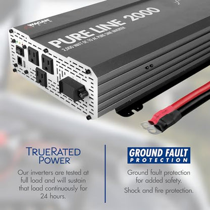 EL3808 Pure Line Power Inverter 2000 Watt DC 12V to 110V AC Car Pure Sine Wave Power Inverter for Home RV Camping Van Life Off Grid ETL Certified (2000W)