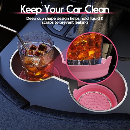 4 Pack Car Cup Holder Coaster Bling Crystal Rhinestone Car Interior (Peach Pink / 4 Pack)