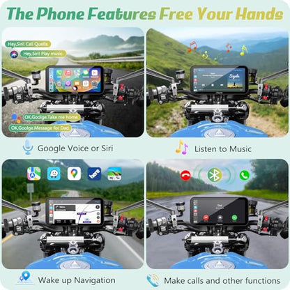 W603D 6.3" Motorcycle GPS Carplay Screen with 1080P Dual Cameras (6.3 inch)