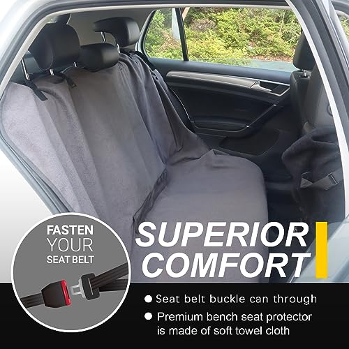 Back Seat Cover for Car Trucks Van SUV Jeep (Rear Bench Seat Towel / Grey)