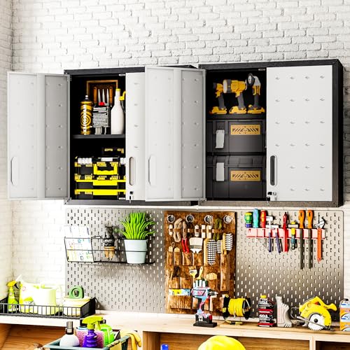 Garage Wall Cabinet (Black/Grey / Wall-2 Doors)