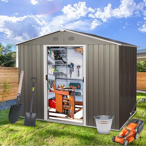 6x8 FT Outdoor Storage Shed (6x8 FT/No Window / Gray)