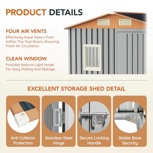 6x4FT Multi Used Shed & Outdoor Storage Shed (Matte gray / 6*4FT(Base Not Included))