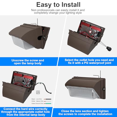 120W 6 Pack LED Wall Pack Lights for Barn Shop Garage (WITH photocell)