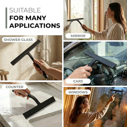 Silicone Shower Squeegee with 3 (Black / 9 Inches)