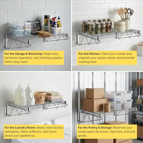 24" x 60" Chrome Wire Wall Mount Shelf (Chrome / 24" x 60")