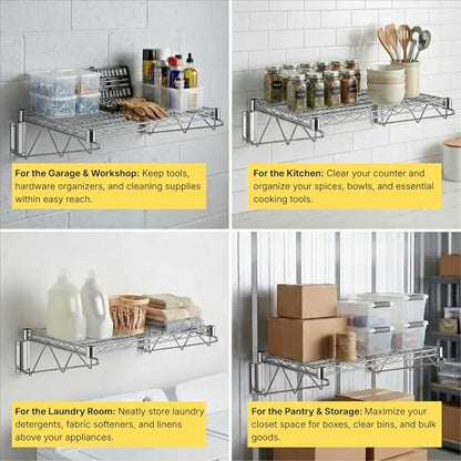 18" x 24" Chrome Wire Wall Mount Shelf (Chrome / 18" x 24")