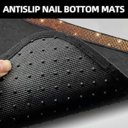 Bling Car Floor Mats Full Set (Orange Diamond / Car Floor Mats (4 Pieces))