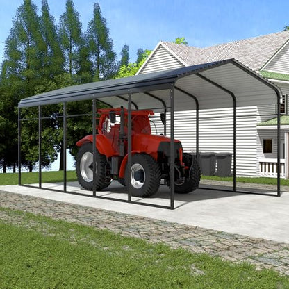 Metal Carport (12x25 FT Black)