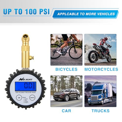 Digital Tire Pressure Gauge 100PSI ANSI 2A Certified (Digital Tire Gauge)