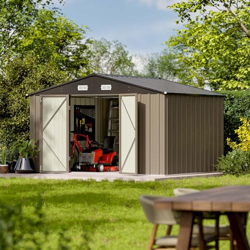 10 x 8 FT Outdoor Storage Shed (Brown / 10x8 FT)