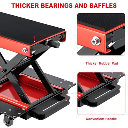 1200 LBS Motorcycle Jack with Dolly (1200 LBS Red With Dolly)