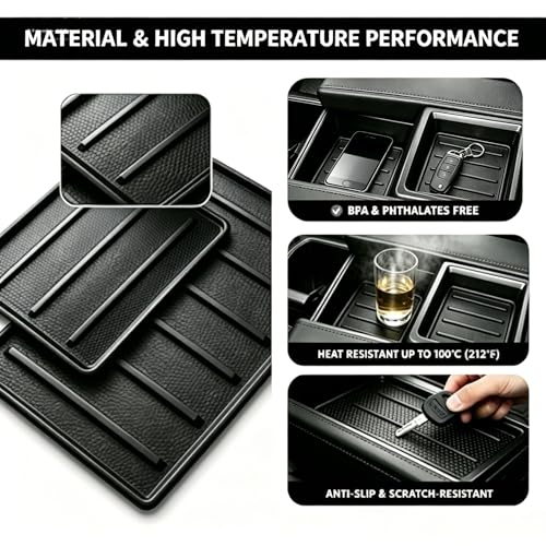 Center Console Tray Liner for Toyota Tundra 2022 (Black)