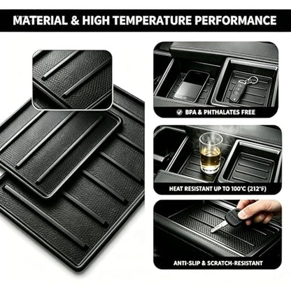 Center Console Tray Liner for Toyota Tundra 2022 (Black)