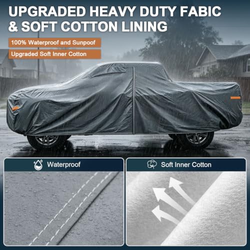 Large Truck Cover Waterproof All Weather. See Truck Size Chart (4 Truck Cover / 4 Truck XXXL - Max Length to 261",Max Cab to 158")