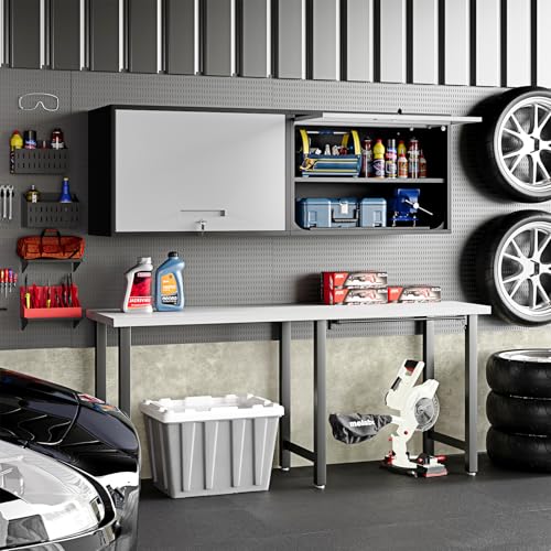 Metal Wall Cabinet for Garage (Black/Grey / 22" Tall)