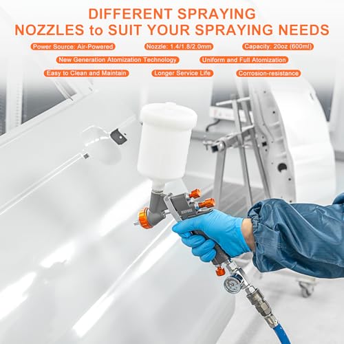 HVLP Air Spray Paint Gun Kit 1.4 (Premium Nozzles Set)