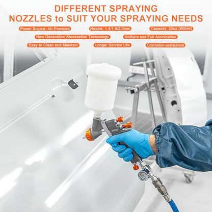 HVLP Air Spray Paint Gun Kit 1.4 (Premium Nozzles Set)