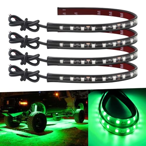12V Led Light Strip for Car Motorcycle Golf Cart 12.5In Green 4Pack (Green Led Strip)