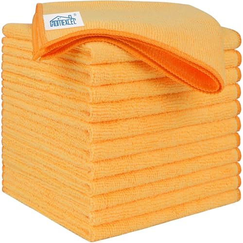 Yellow Microfiber Cleaning Cloths 12 Pack (Yellow / 12.5 x 12.5 Inch)
