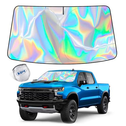 Laser Style Windshield Sun Shade for 2019 (for 2019-2025 Chevy Silverado-Laser Silver)