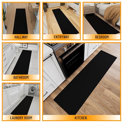 2x9 Rug Runners for Hallways (Solid Black)