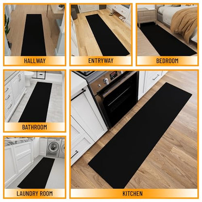 2x7 Rug Runners for Hallways (Solid Black)