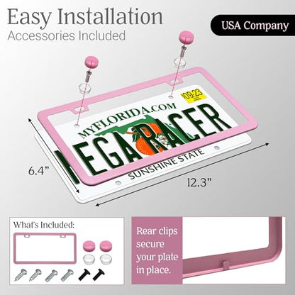 Premium Slim Princess Pink License Plate Frame (Pink / 1 Piece)