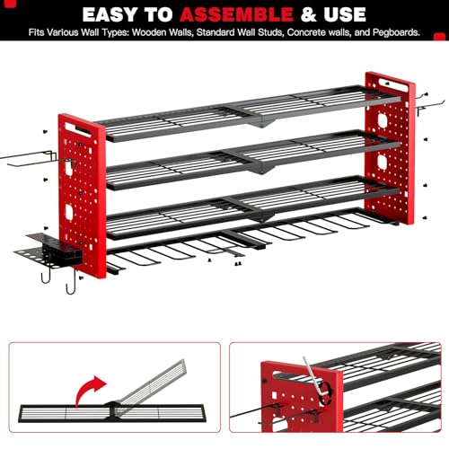 Power Tool Drill Holder Wall Mount (Red)