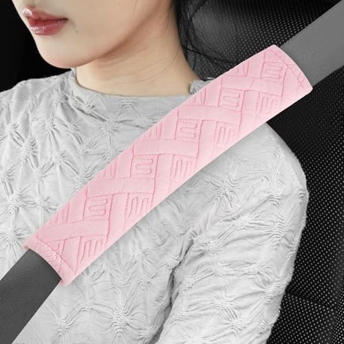 2 Pack Universal Car Shoulder Strap Pads Cover for A More Comfortable Driving (Pale Pink)