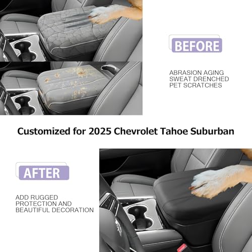2025 2026 Suburban Tahoe Center Console Cover Compatible with 2025 2026 Chevy Suburban Tahoe Accessories Armrest Cover Armrest Console Cover (2025 2026 Suburban Tahoe Thin Black)