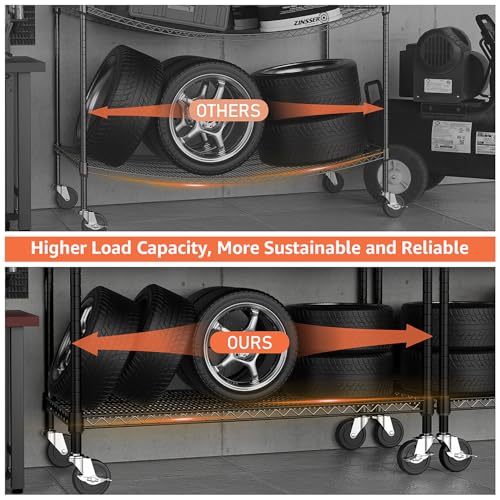 53" W Garage Shelving 5 Tier Industrial 2200LBS Metal Shelving Units for Commercial (5 Tier 23.6" D x 53.2" W x 73.6" H / Black)