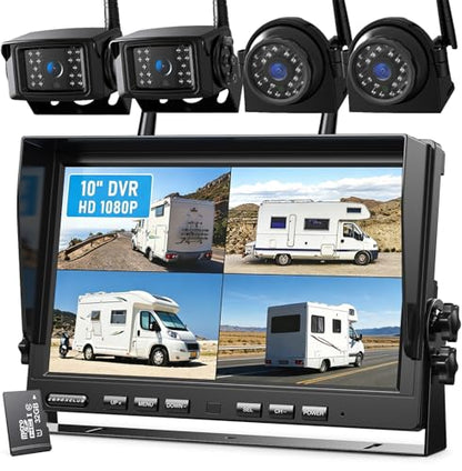 10'' 1080P Wireless Backup Camera System (10-inch+4 cameras)