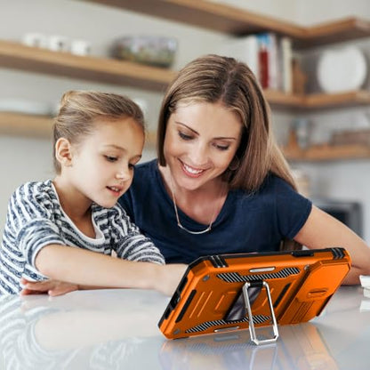 Orange Case for iPhone 15 Pro Max with Slide Camera Cover & Stand (★ iPhone 15 Pro Max 【6.7 inches】 / Orang+Black)