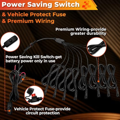40 Pods Pure White LED Rock Lights Kit with Switch Wiring Harness (40 pods)