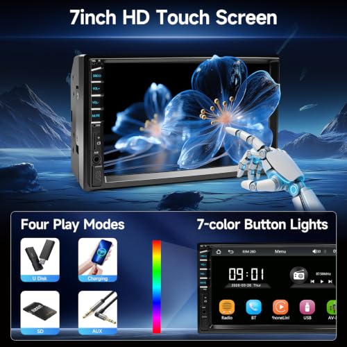 Double Din Car Stereo Radio with Apple Carplay Radio for Car (with CarPlay & Android Auto)
