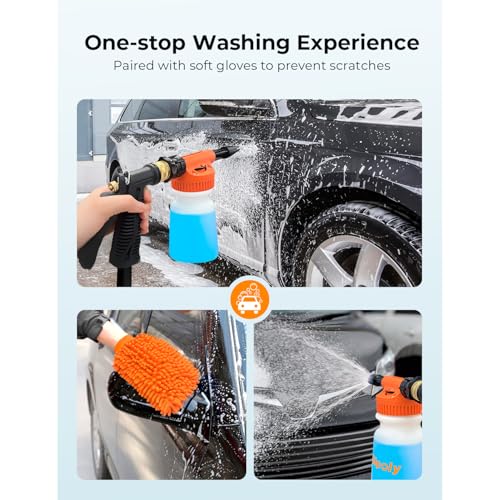 Upgraded Car Wash Foam Gun + Microfiber Wash Mitt (Orange)