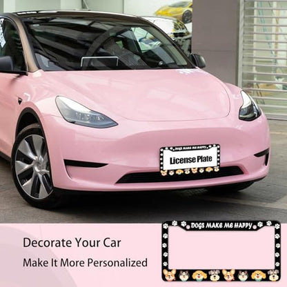 Dogs License Plate Frame (Dogs and paws)
