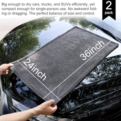 2 Pack XL Car Drying Towel (Gray-gray)