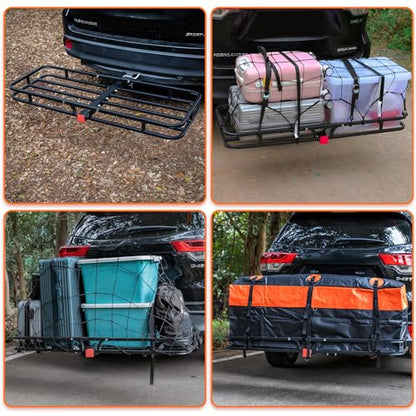 53" x 19" Hitch Mount Cargo Carrier Basket 500LB Capacity with Hitch Stabilizer (53" x 19" x 5")