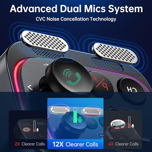 Bluetooth 5.4 FM Transmitter Car Adapter 54W with Light Switch (Black)