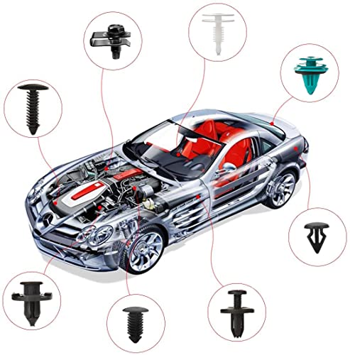801pcs Car Push Retainer Clips with 24 Popular Push Pins for Auto Parts (Car Clips 801PCS-Blue)