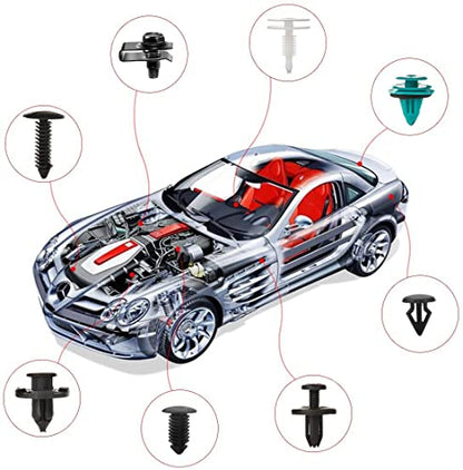 801pcs Car Push Retainer Clips with 24 Popular Push Pins for Auto Parts (Car Clips 801PCS-Blue)