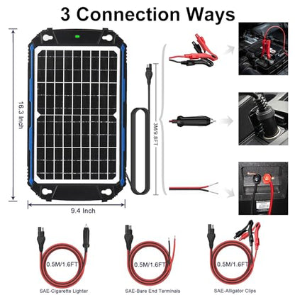 Waterproof 12W 12V Solar Battery Charger & Maintainer Pro (BC-12W Pro)