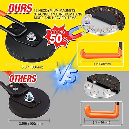 4PCS Large Strong Magnetic Hooks For Hanging Heavy Duty (3.5in Magnet-4 Pack Larger L Hooks-Orange)