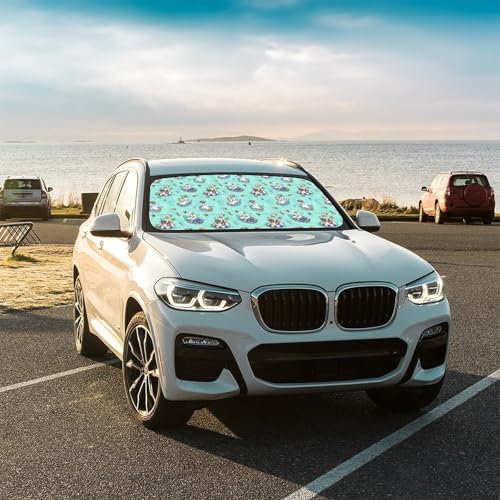 Holiday Duck Car Shade Front Windshield Sun Shade Foldable Car Shade Umbrella Keep Vehicle Cool for Most Vehicles Windshield Umbrella 57" X 30" (One Size / Holiday Duck)