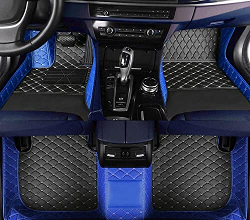 Custom All Weather Protection Leather Car Floor Mats for Cars Sedan SUV Sports Car Waterproof Floor Mat (Black+blue)